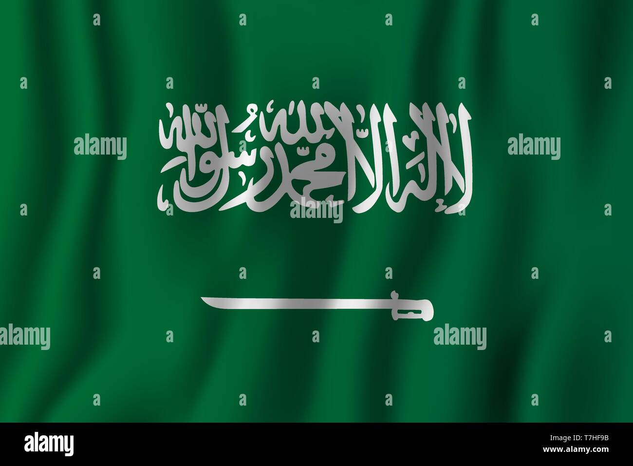 Saudi-arabien realistische wehende Flagge Vector Illustration. Nationalen Hintergrund Symbol. Tag der Unabhängigkeit. Stock Vektor