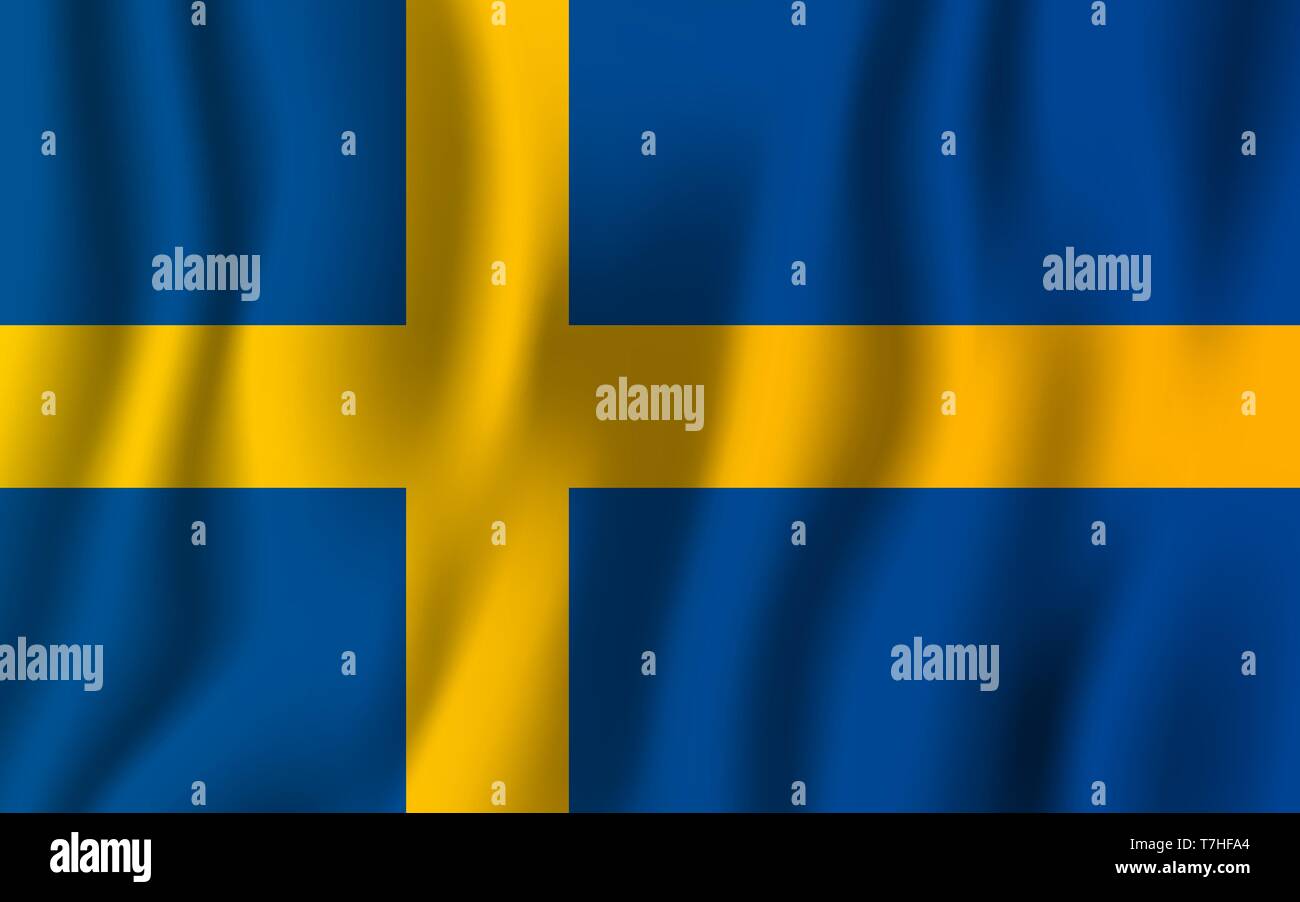 Schweden realistisch wehende Flagge Vector Illustration. Nationalen Hintergrund Symbol. Tag der Unabhängigkeit. Stock Vektor