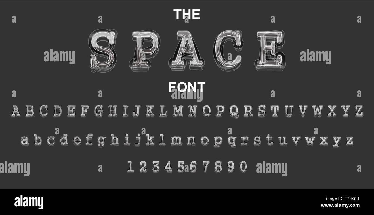 Platz für Schrift und Alphabet mit Zahlen. Vektor Typografie schreiben  Design Stock-Vektorgrafik - Alamy