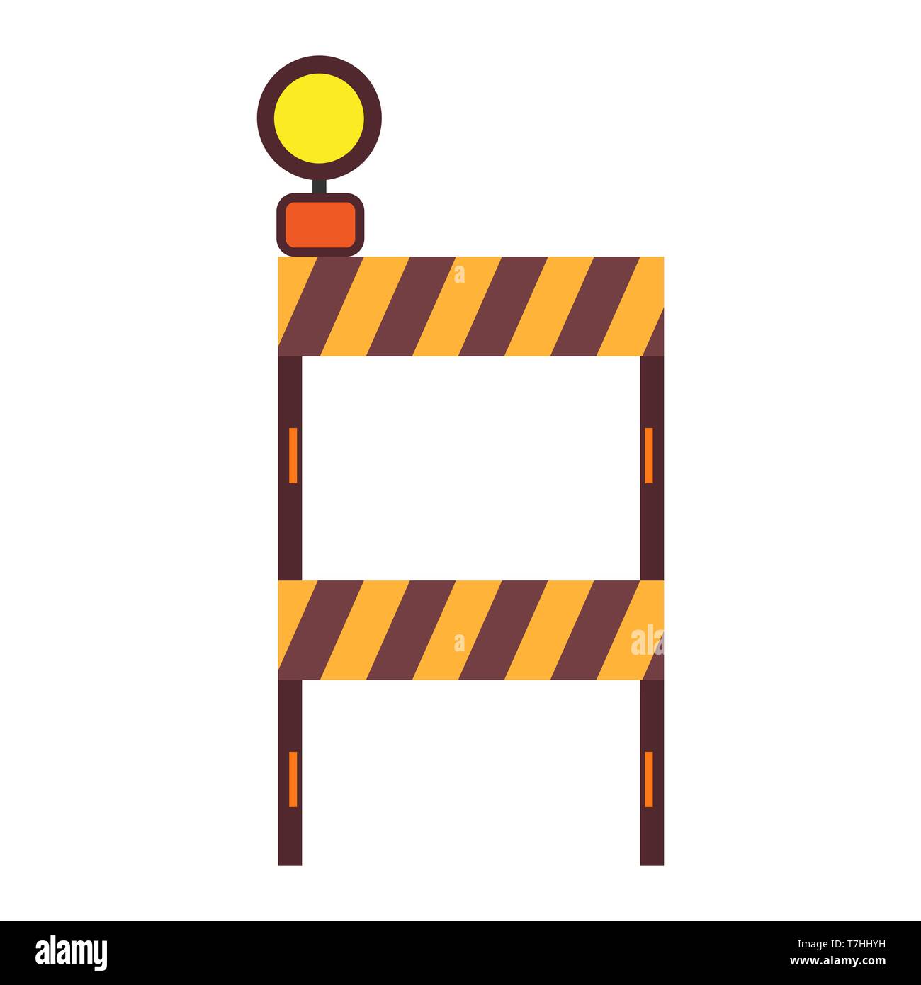 Bau Barrikade stop Symbol Verkehrseinrichtungen Begrenzung. Industrie Straßensperre Landstraße Hindernis Warnung Vektor Stock Vektor