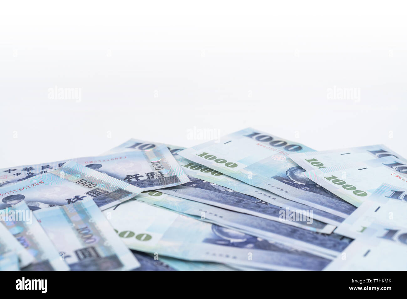 1000 neue Taiwan-Dollar isoliert auf weißem Hintergrund Stockfoto
