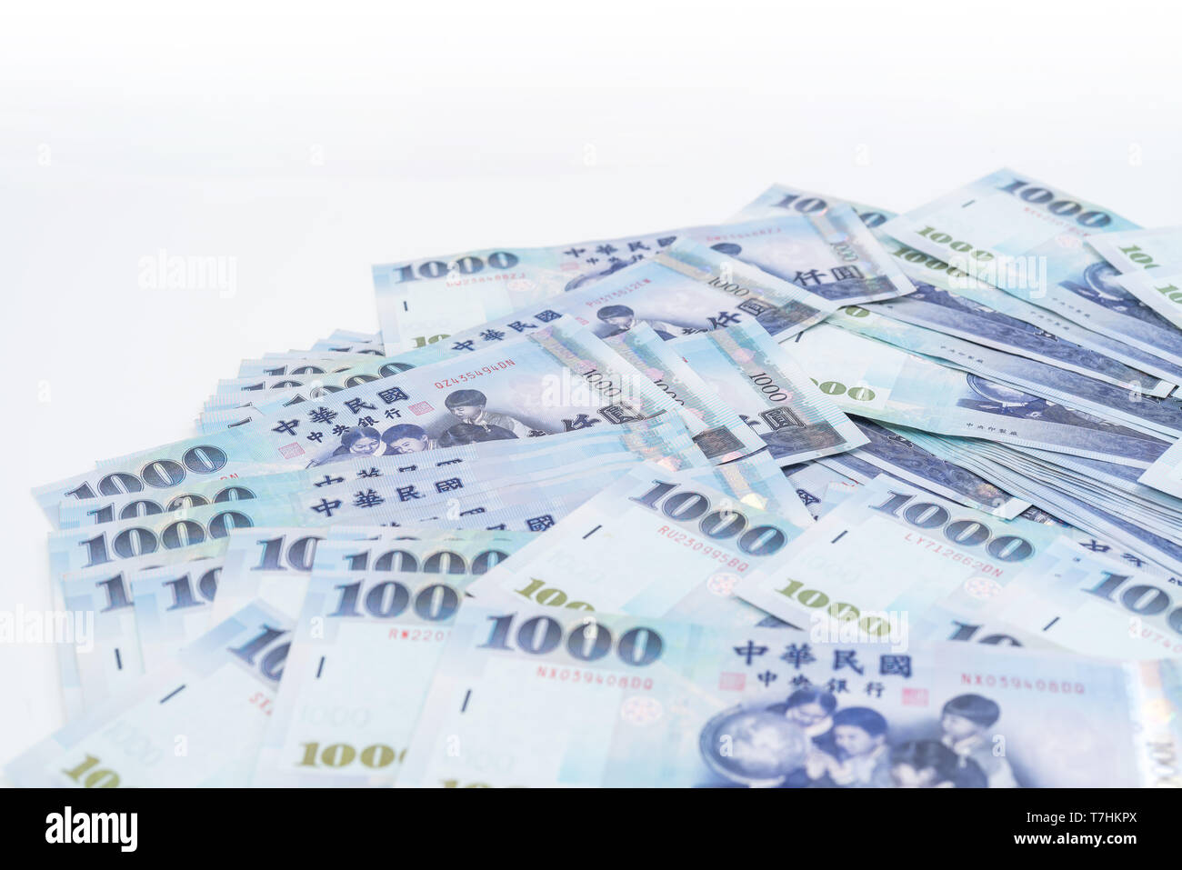 1000 neue Taiwan-Dollar isoliert auf weißem Hintergrund Stockfoto