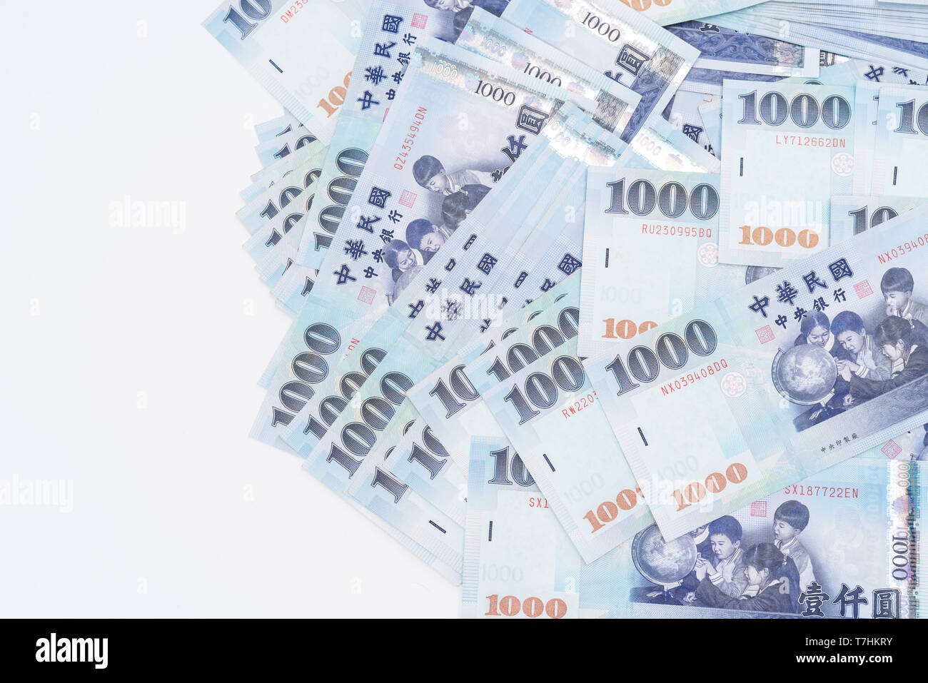 1000 neue Taiwan-Dollar isoliert auf weißem Hintergrund Stockfoto