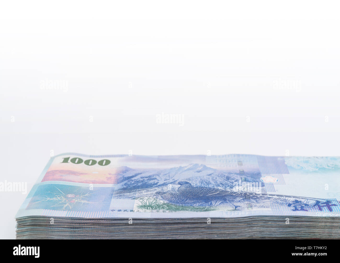 1000 neue Taiwan-Dollar isoliert auf weißem Hintergrund Stockfoto