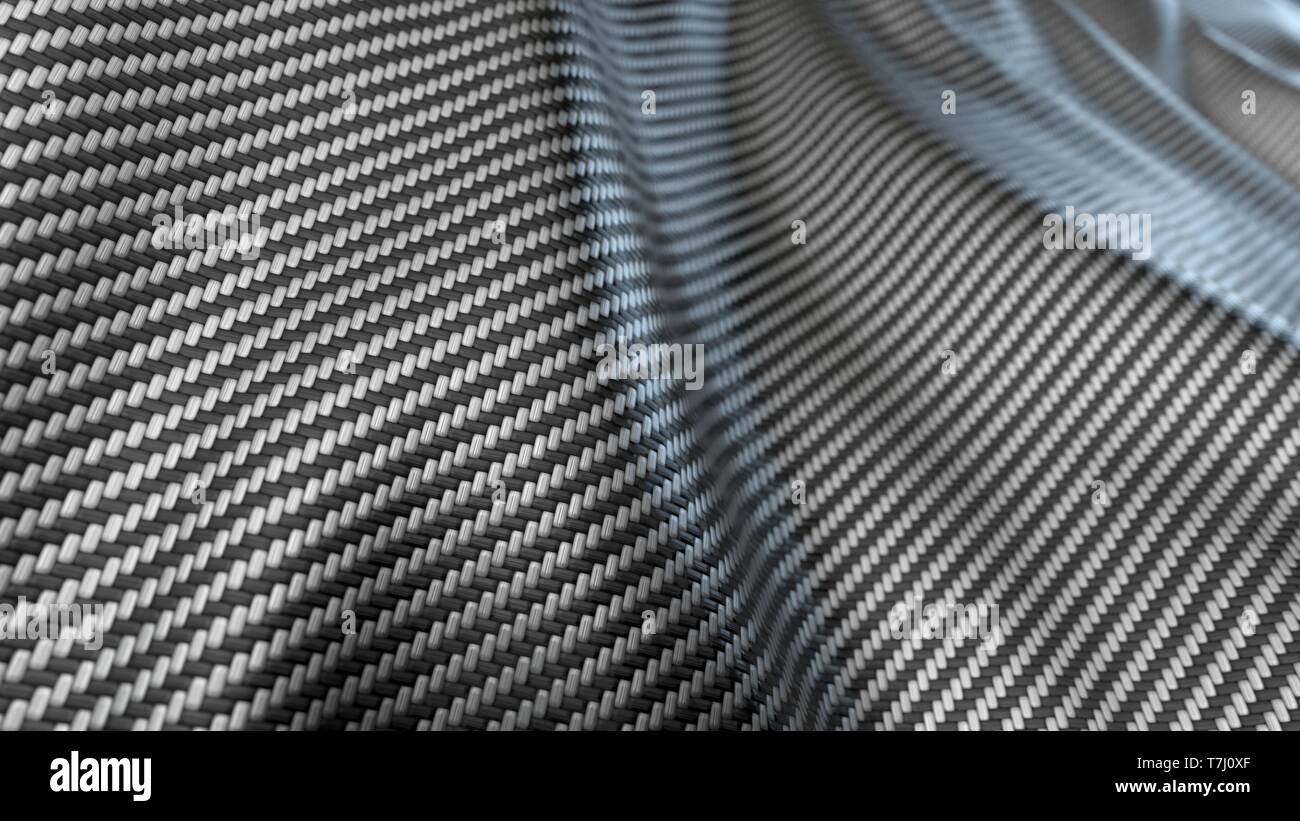Grau Carbon Fiber tuch Wave. 3D-Darstellung Stockfoto