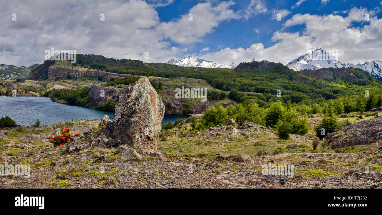 Wild trekking Land, Cerro Castillo Nationalpark, Aysen, Chile. Stockfoto