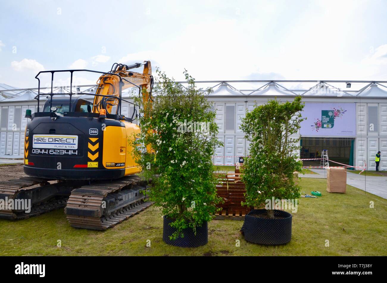 Selten gesehen, die Einrichtung der jährlichen RHS Chelsea Flower Show in London England Mai 2019 UK Stockfoto