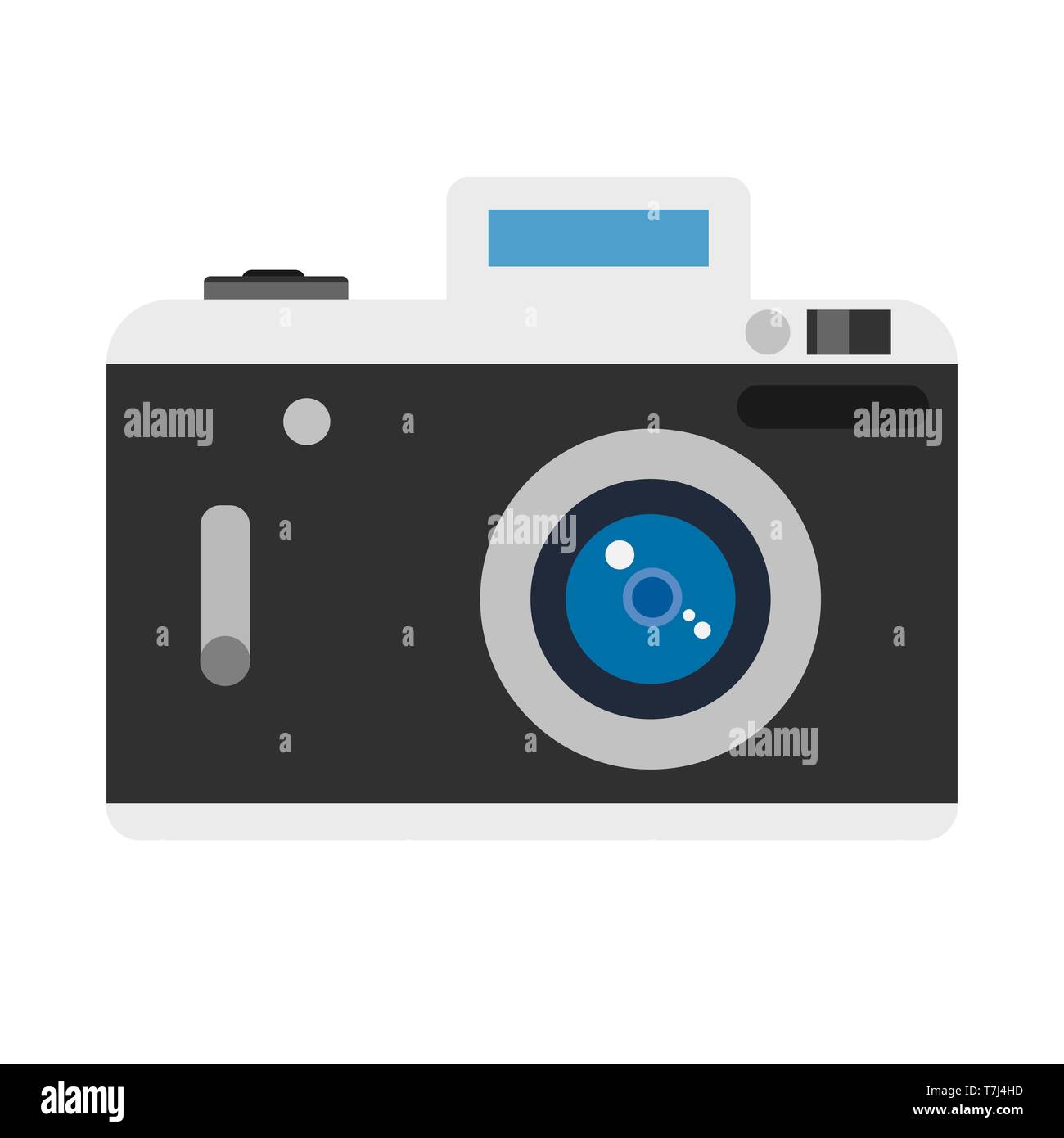 Foto Kamera Vorderansicht Fotografie unterzeichnen. Flache vektor Gerätesymbol Stock Vektor