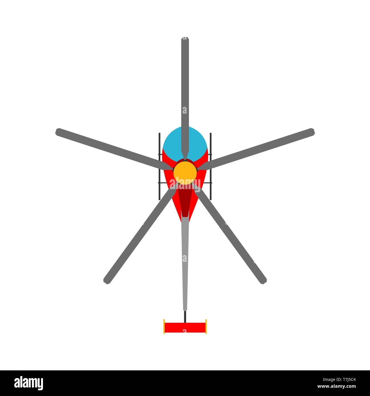 Hubschrauber Vektor flachbild Symbol Draufsicht. Antenne rote Ampel Motor illustration Luftfahrt Stock Vektor