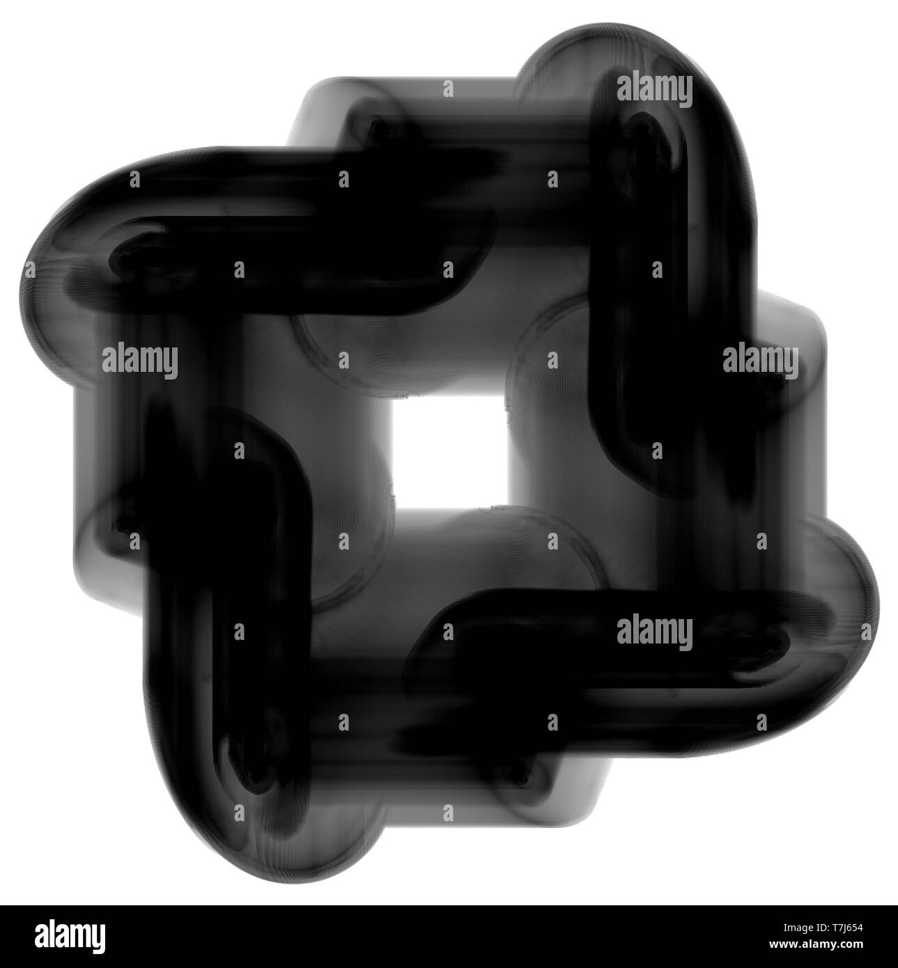 Schwarze Tinte verschmieren quadratische Form künstlerischen abstrakten Darstellung, horizontal, isoliert, über Weiß Stockfoto