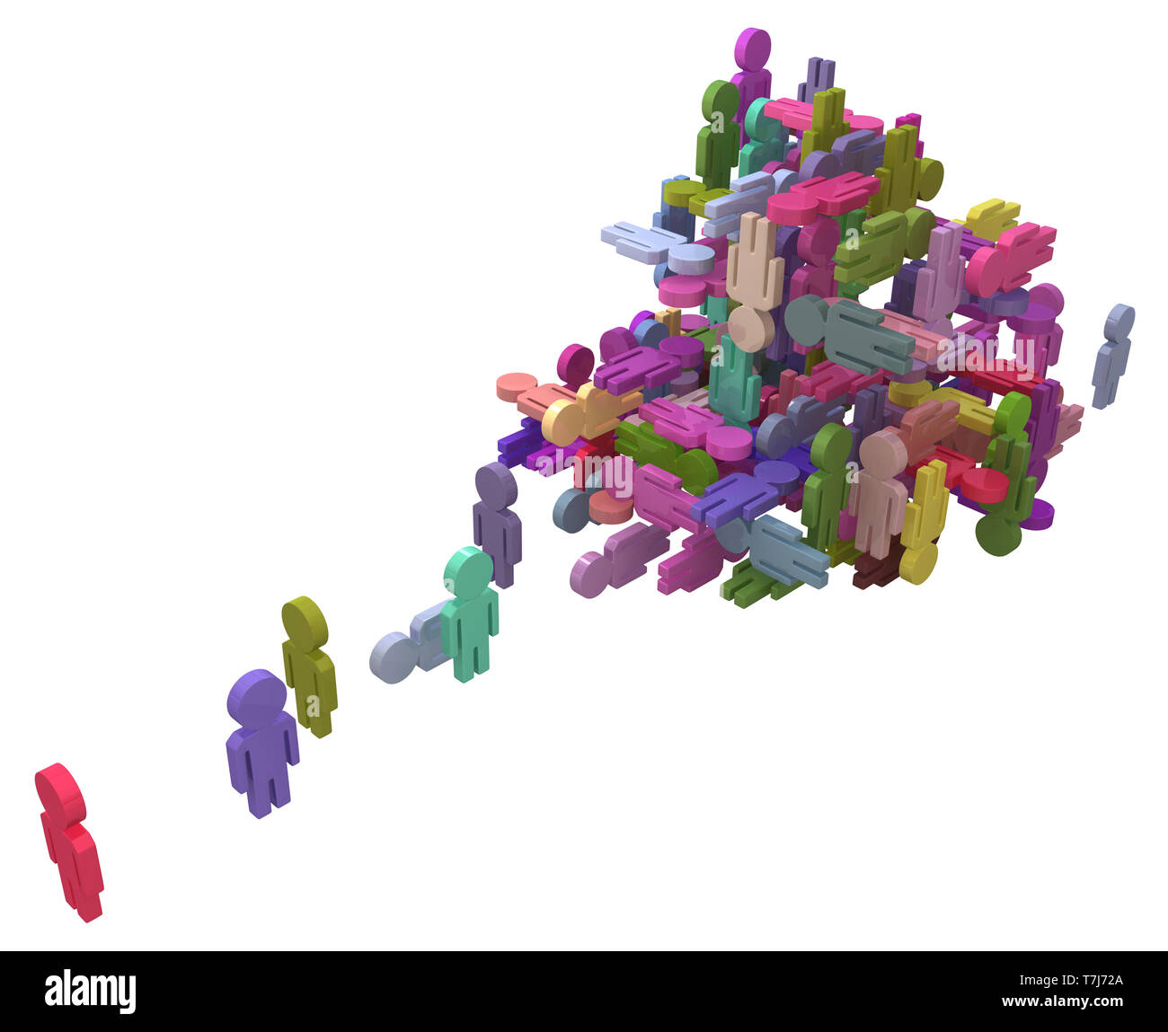 Menschen Symbole farbige chaotische Mischung trennen Einzelpersonen, 3D