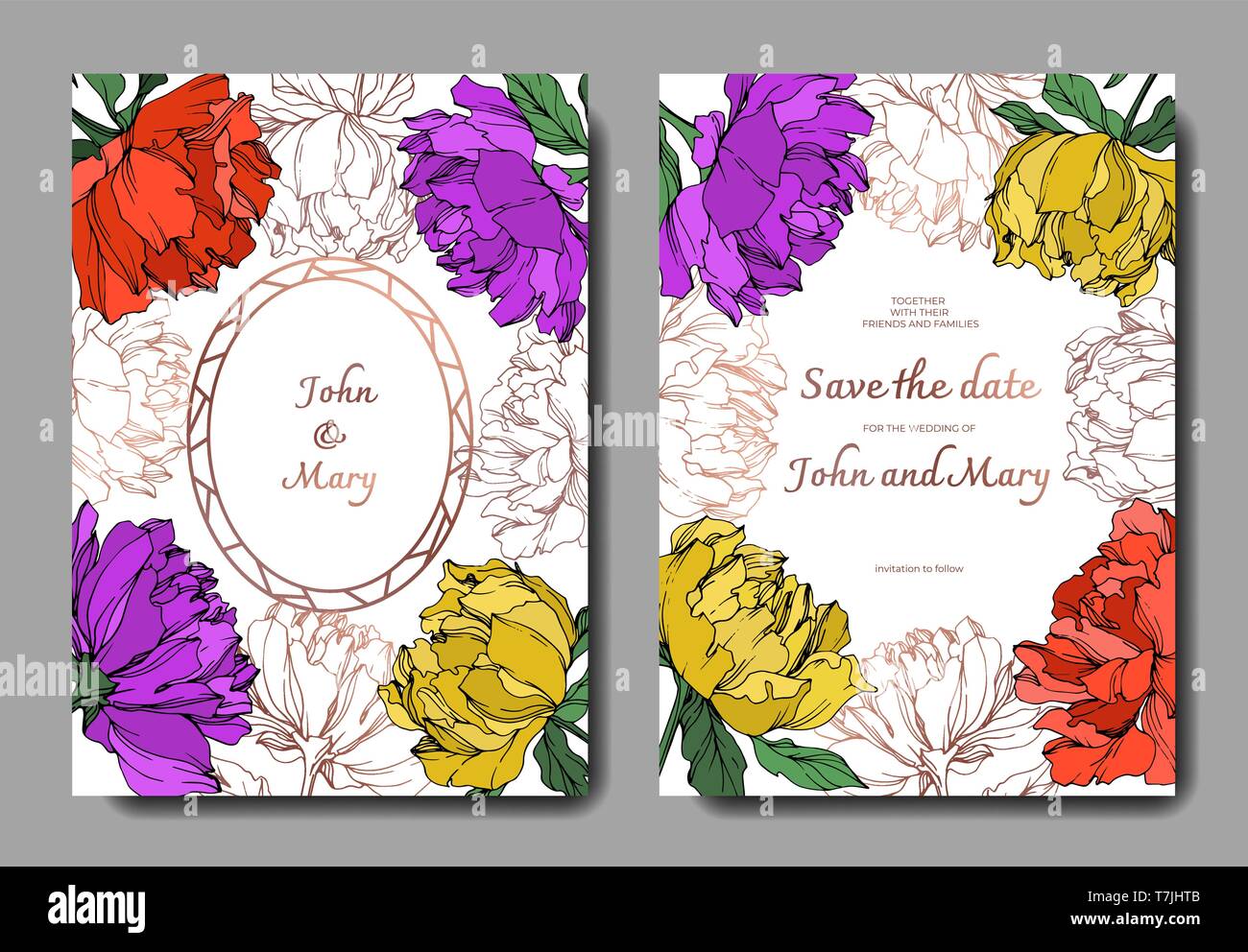 Vektor Pfingstrose botanische Blumen Blume. Schwarz und weiß eingraviert Tinte Art Hochzeit hintergrund Karte Blumen dekorativ Grenze. Danke, Rsvp, Einladung Stock Vektor