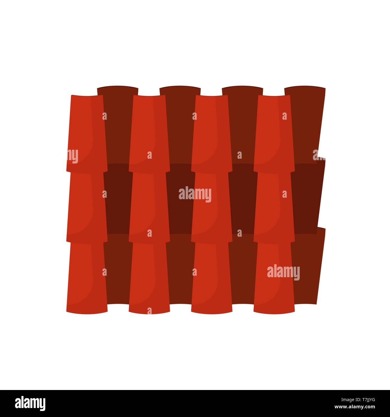 Fliesen- rood Haus vektor Symbol Muster Gebäude Keramik. Nahtlose Row Wiederhole Ton. Terrakotta gewellt orange Wasserdicht Stock Vektor