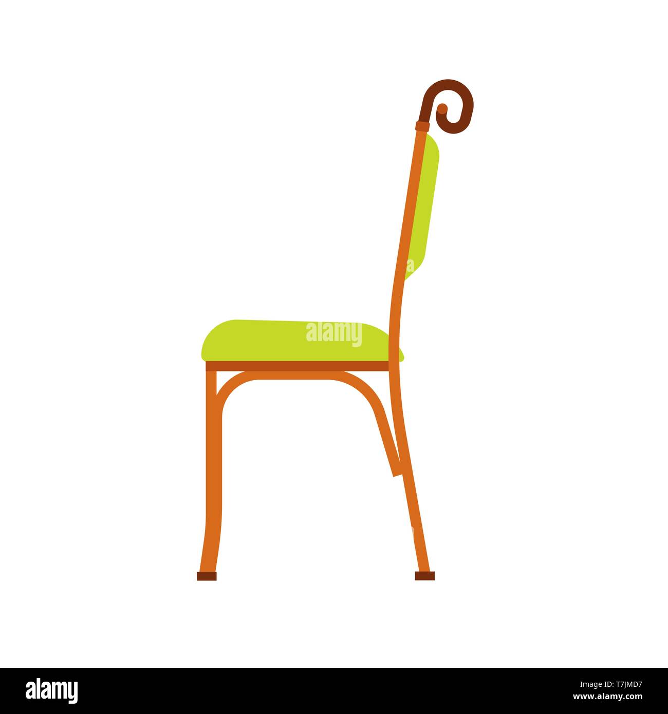 Klassischer Stuhl grün Vektor Symbol Seitenansicht. Möbel Home Interior isoliert. Retro Luxus Zimmer sitzen. Cartoon sofa flach Hocker Stock Vektor