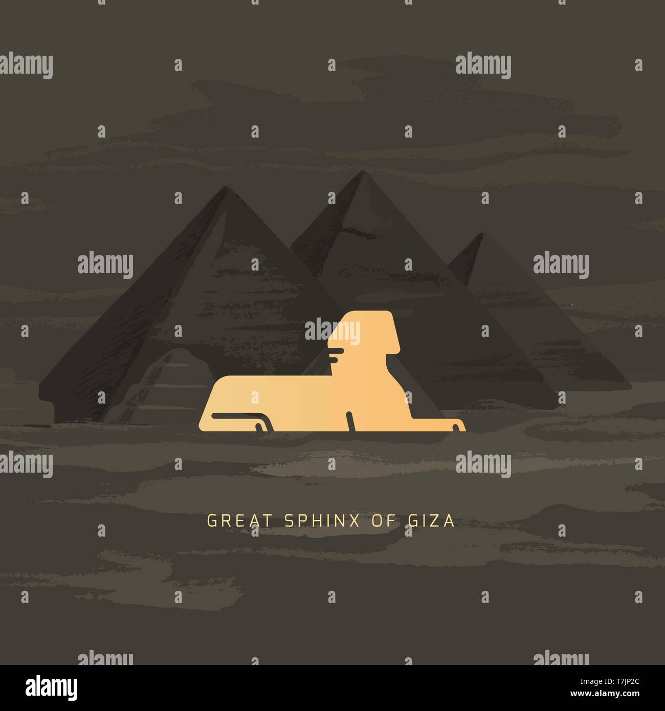 Vektor Symbol der Großen Sphinx von Gizeh isoliert auf der Hand gezeichnete Vector Illustration der Pyramiden von Ägypten. Stock Vektor