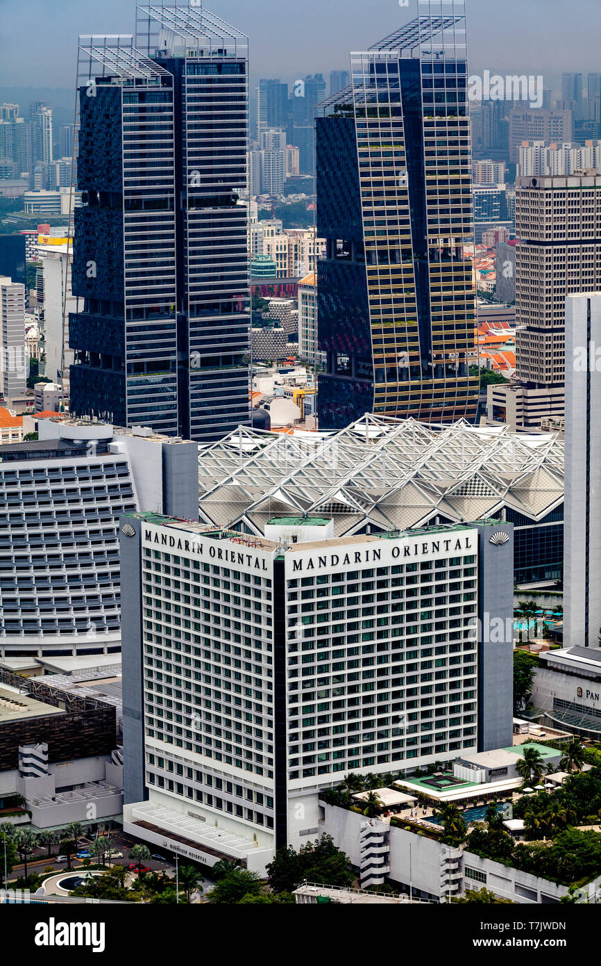 Eine Luftaufnahme des Mandarin Oriental Hotel, Singapur, Südostasien Stockfoto