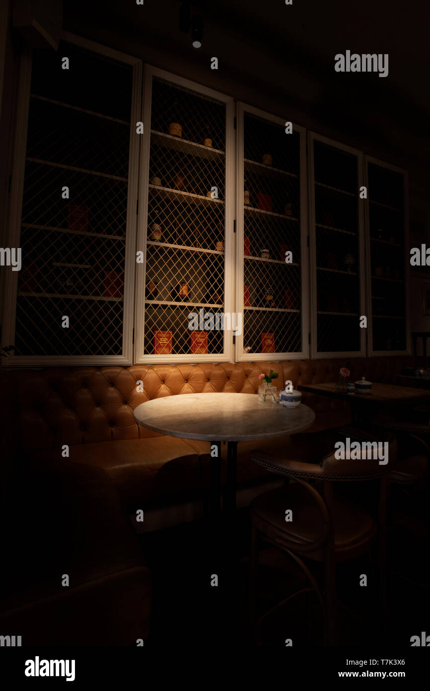 Cafe Tabelle Einstellungen Stockfoto