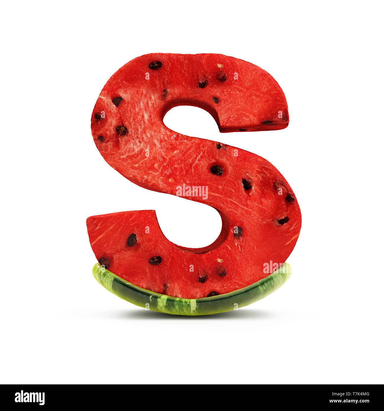 Wassermelone Alphabet isoliert auf weißem Hintergrund (Buchstabe S) Stockfoto