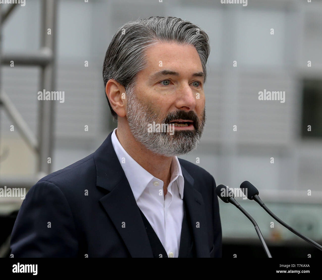 XFL-Präsident und COO Jeffery Pollack während der Pressekonferenz für die xfl Namen Winston Moss Los Angeles Haupttrainer am Mai 7, 2019 (Foto von Jevone Moore) Stockfoto