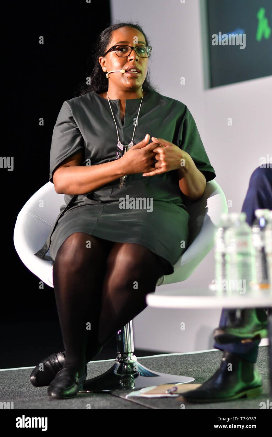London, Großbritannien. 8. Mai, 2019. Spearkers Amina Ali, Leiter der Anzeichen und Auswirkungen auf psychische Krankheit Überdenken der Prävention nicht heilen - was ist die Rolle der individuellen Betreuung? Bei Elevate 2019 Am 8. Mai 2019, bei Excel London, UK. Bild Capital/Alamy leben Nachrichten Stockfoto