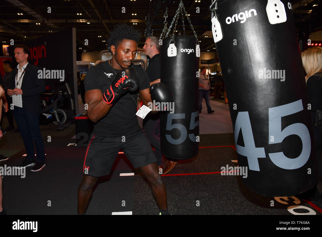 London, Großbritannien. 8. Mai, 2019. Chris Henry ist ein fitnesstrainer Herkunftsland Fitness Ausstellung bei Elevate 2019 Am 8. Mai 2019, bei Excel London, UK. Bild Capital/Alamy leben Nachrichten Stockfoto
