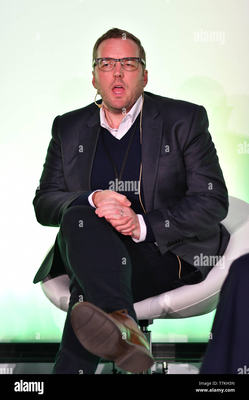 Excel London, UK. 8. Mai 2019. Lautsprecher James Sanderson, Direktor der Persönliche Betreuung an NHS England der Prävention nicht heilen - was ist die Rolle der individuellen Betreuung? Bei Elevate 2019 Am 8. Mai 2019, bei Excel London, UK. Bild Capital/Alamy leben Nachrichten Stockfoto