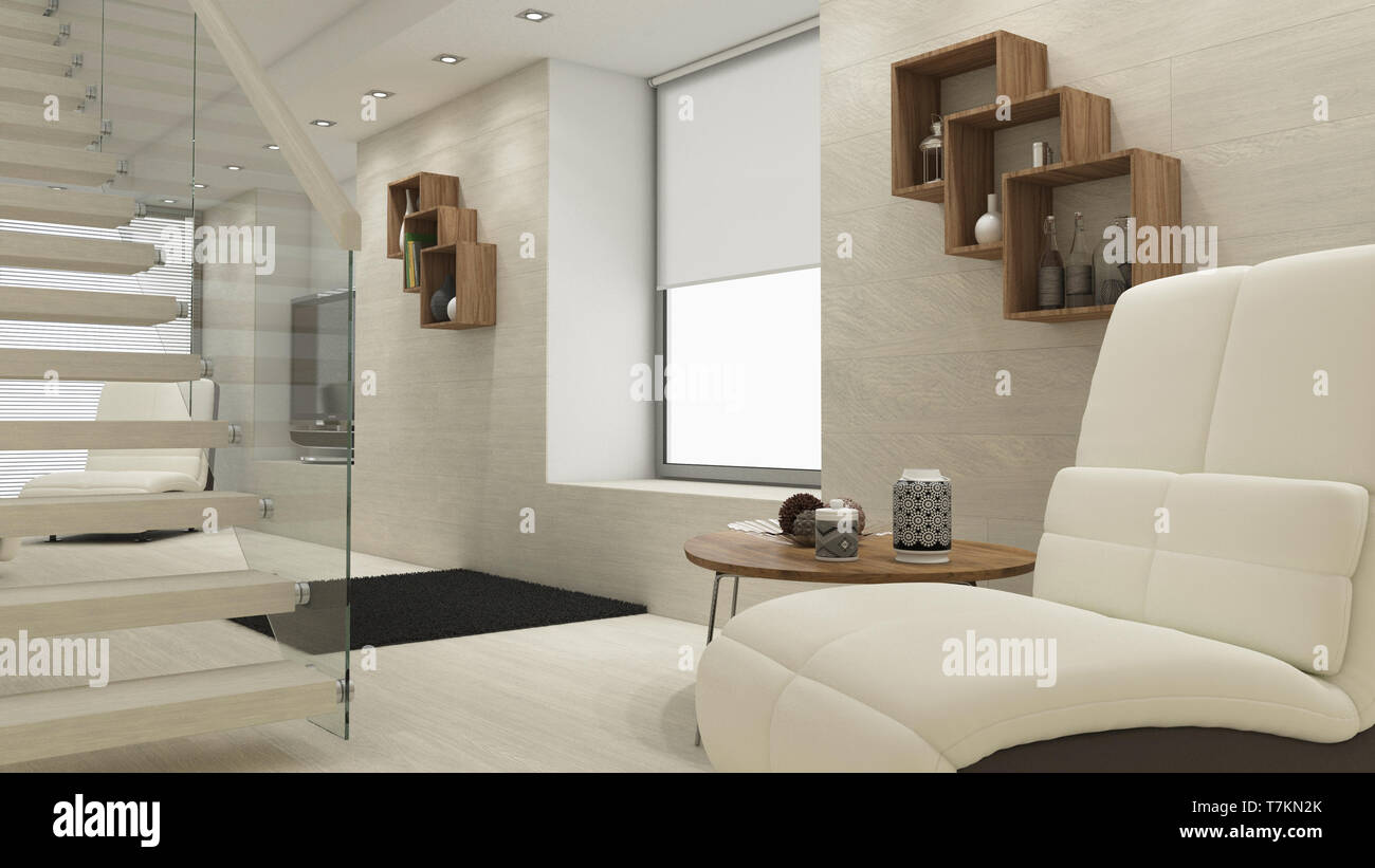 Rendern von 3D Wohnzimmer Interieur und moderne Möbel ... Rendern von 3D Wohnzimmer Interieur und moderne Möbel ...