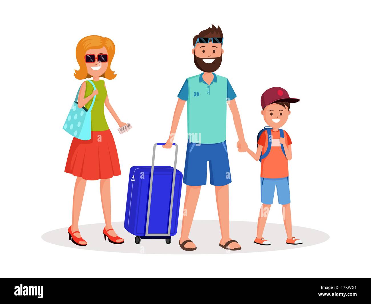 Familie Urlaub Flat Style Vector Illustration auf weißem Hintergrund Stock Vektor