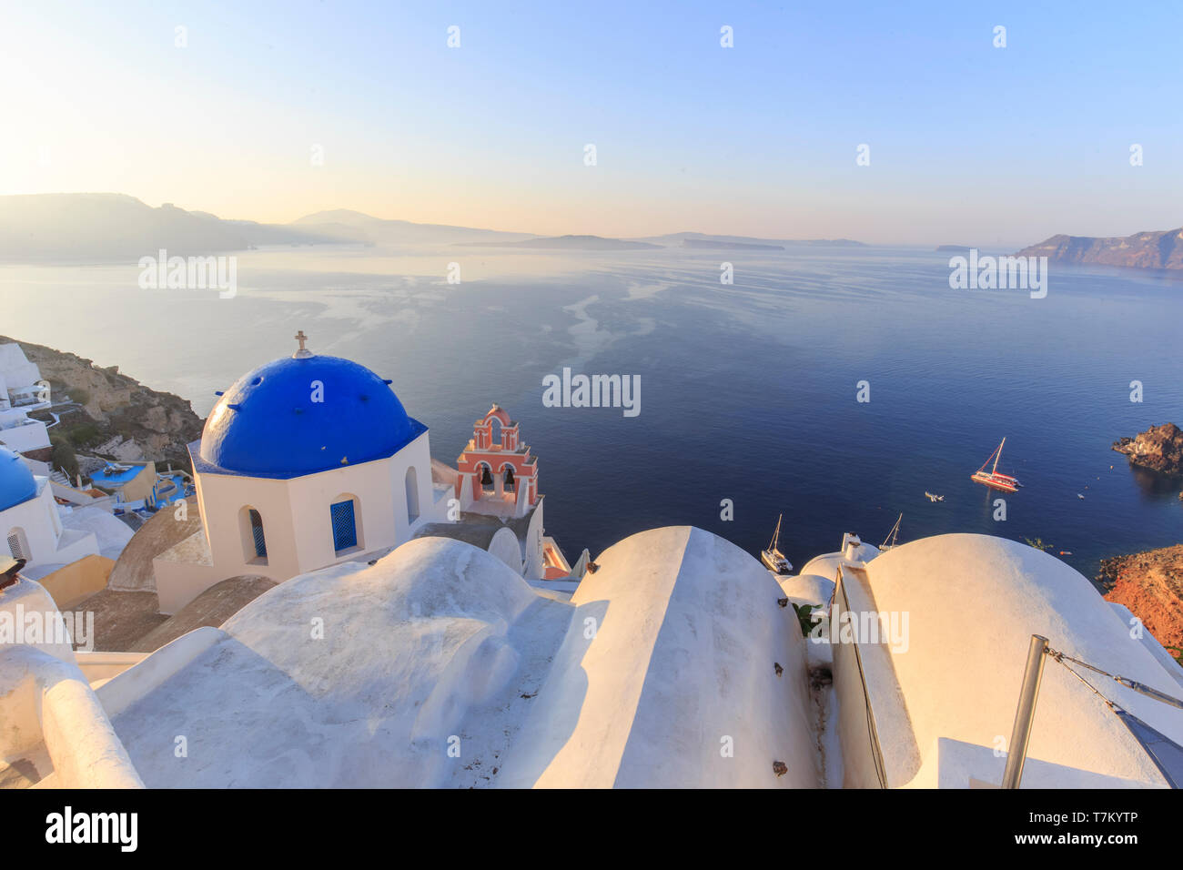 Griechenland, Kykladen, Santorini Firostefani und Stockfoto