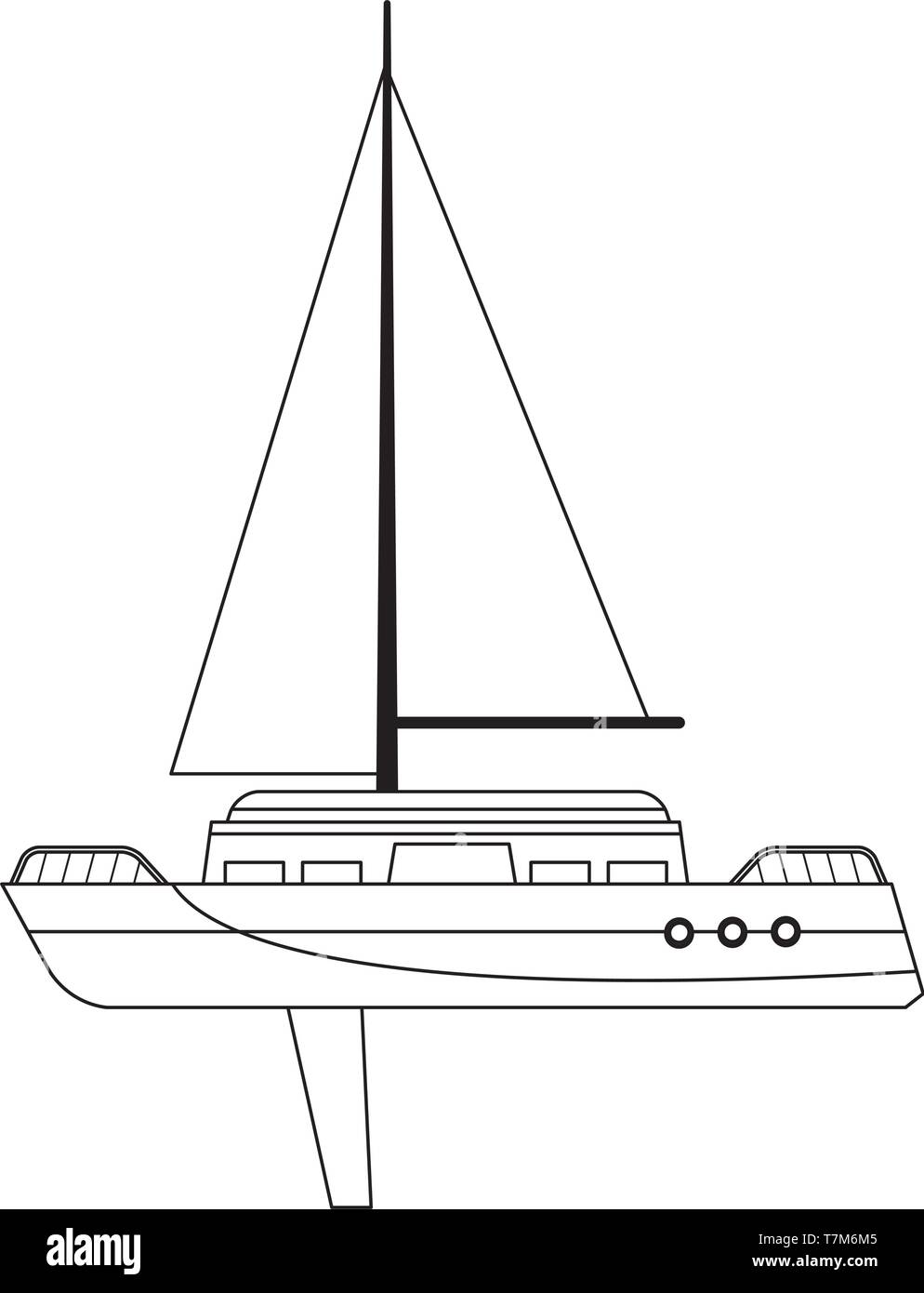 Segelboot Schiff marine travel Schwarz und Weiß Stock Vektor