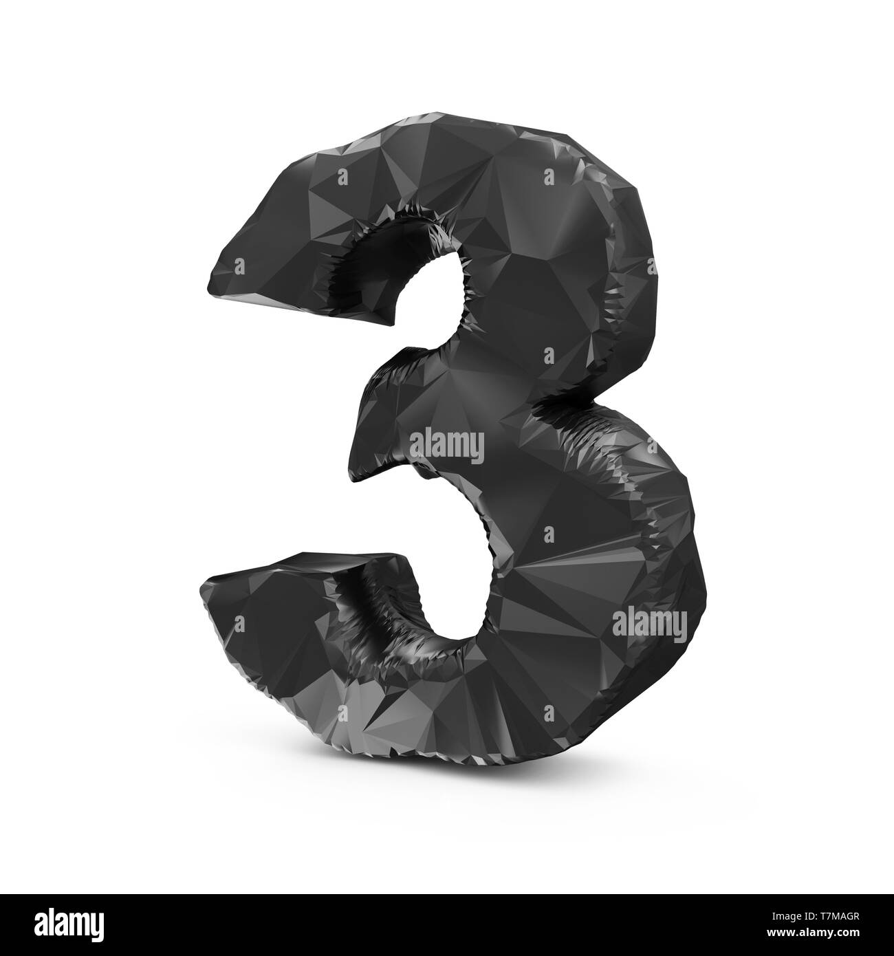 Abstrakte Schwarz Fraktalen geometrischen, Polygonal oder lowpoly Style isoliert auf weißem Hintergrund (Nummer 3) Stockfoto