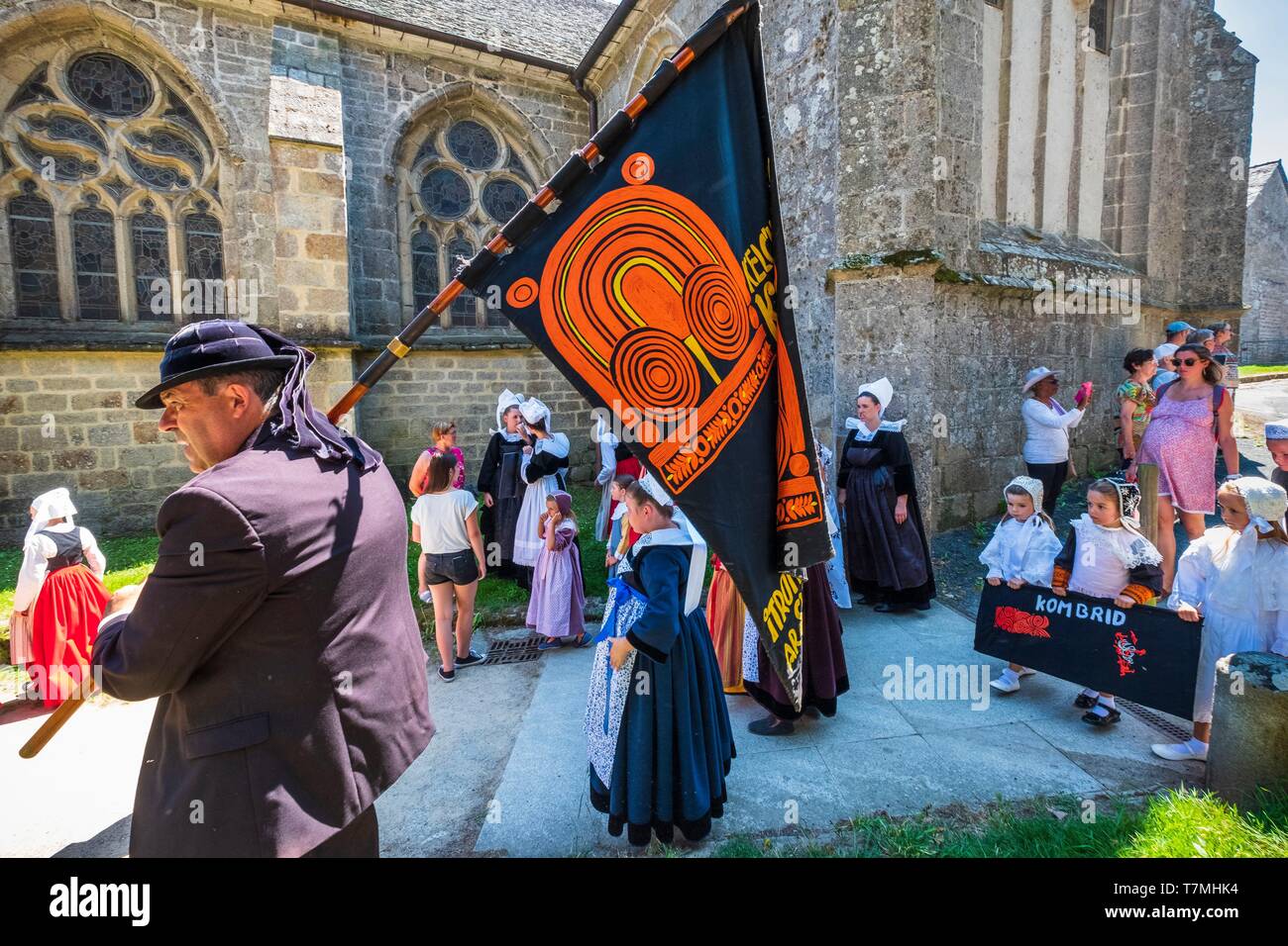 Frankreich, Finistere, Pont l'Abbe, Stickerinnen Festival fördert jedes Jahr die Bigouden und Bretonischen terroir Tradition, mit Musik und Tanz Stockfoto
