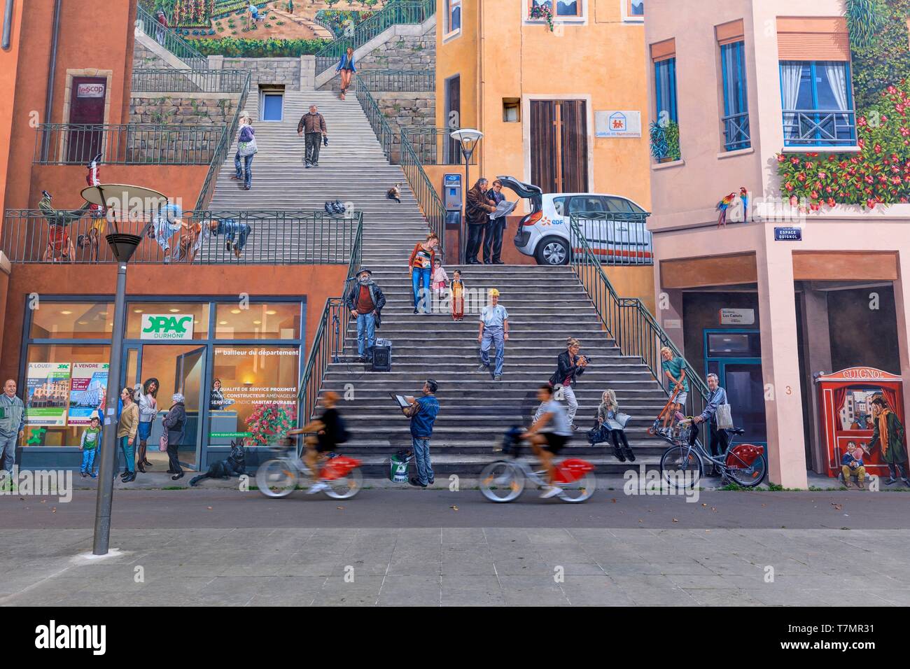 Frankreich, Rhône, Lyon, 4. Arrondissement, Le Plateau Stadtteil La Croix Rousse, Boulevard des Canuts, die Wand des Canuts Stockfoto