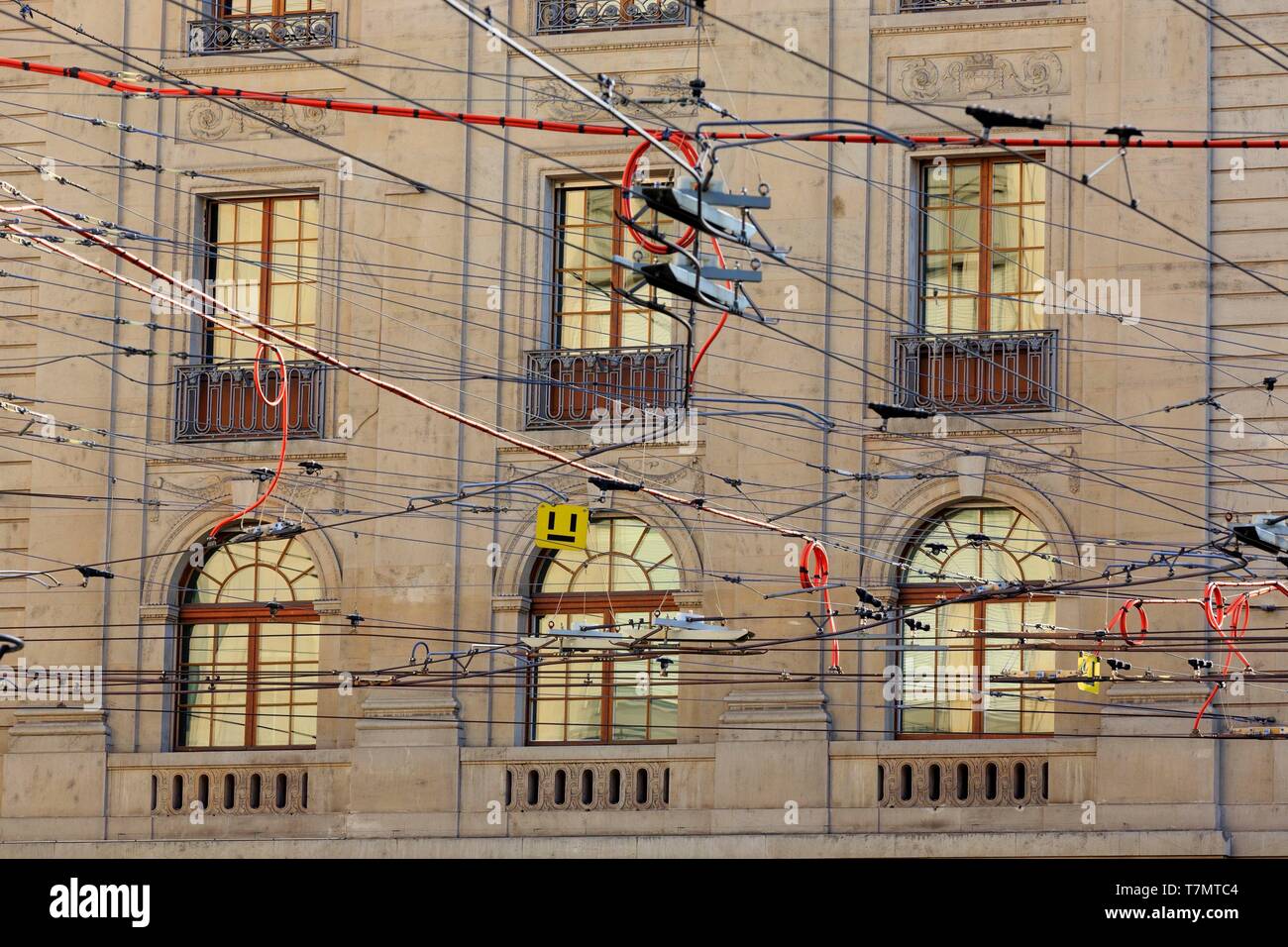 Schweiz, Genf, rue de l'Hôtel de Ville Stockfoto