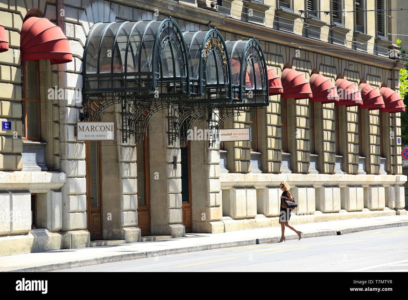 Schweiz, Geneva, Rue du Rhône Stockfoto