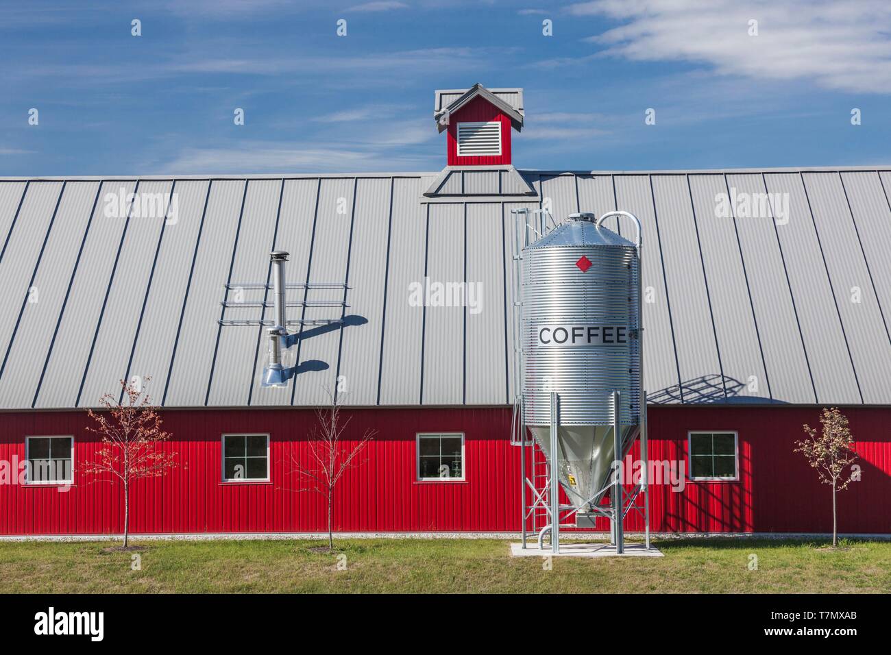 United States, Neuengland, Vermont, Waterbury, Kaffee anmelden Stockfoto