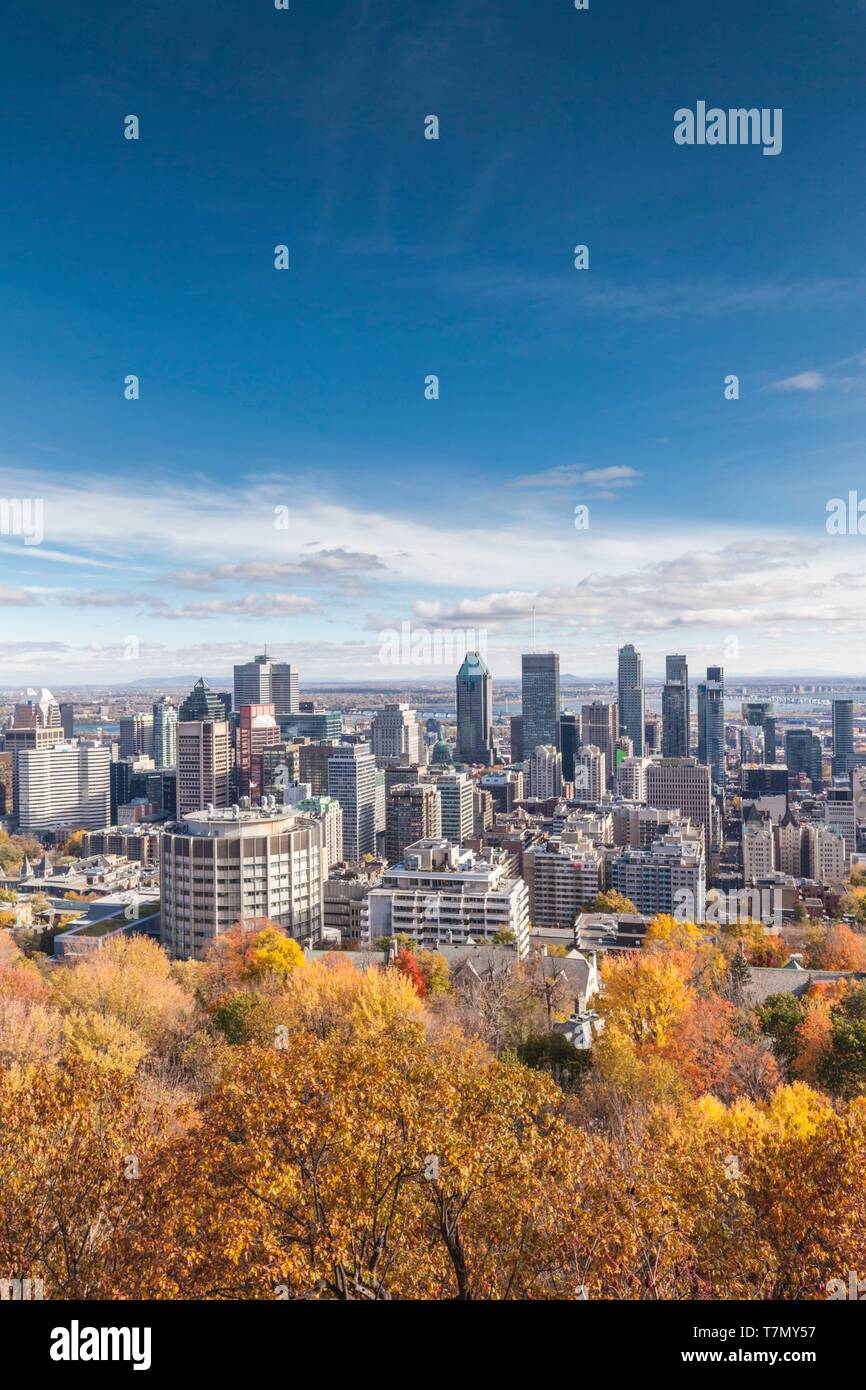 Kanada, Quebec, Montreal, erhöhten City Skyline von Mount Royal, Herbst Stockfoto