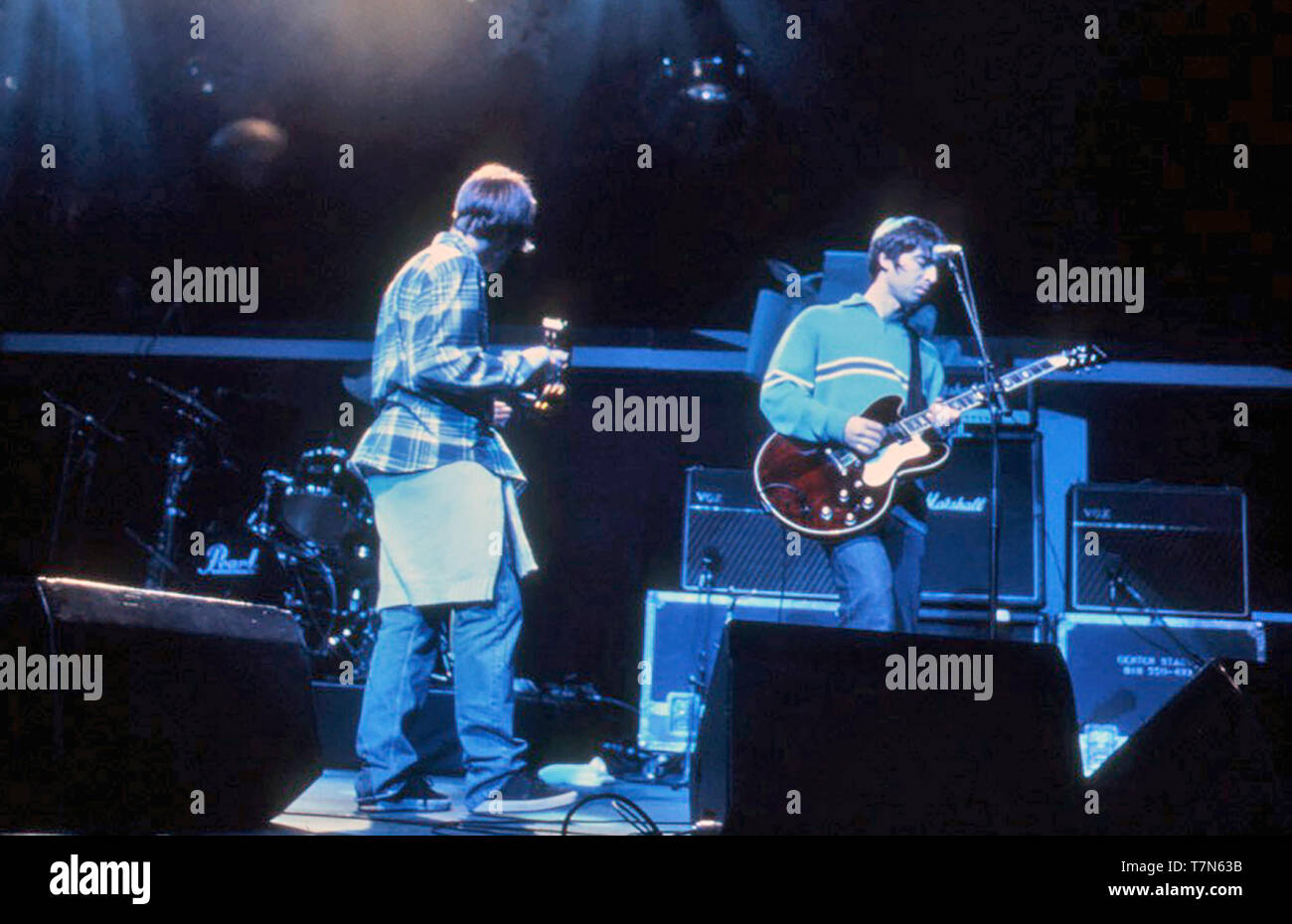 OASIS Deutsch rock Gruppe in 1995 mit Liam und Noel Gallagher auf der linken Seite an der Gitarre Stockfoto