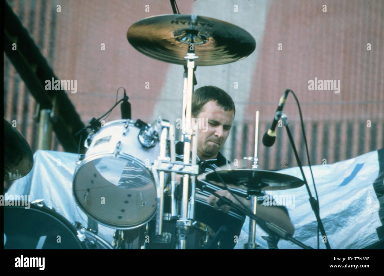 OASIS UK Rock Gruppe mit Schlagzeuger Alan White im Juni 1997 Stockfoto