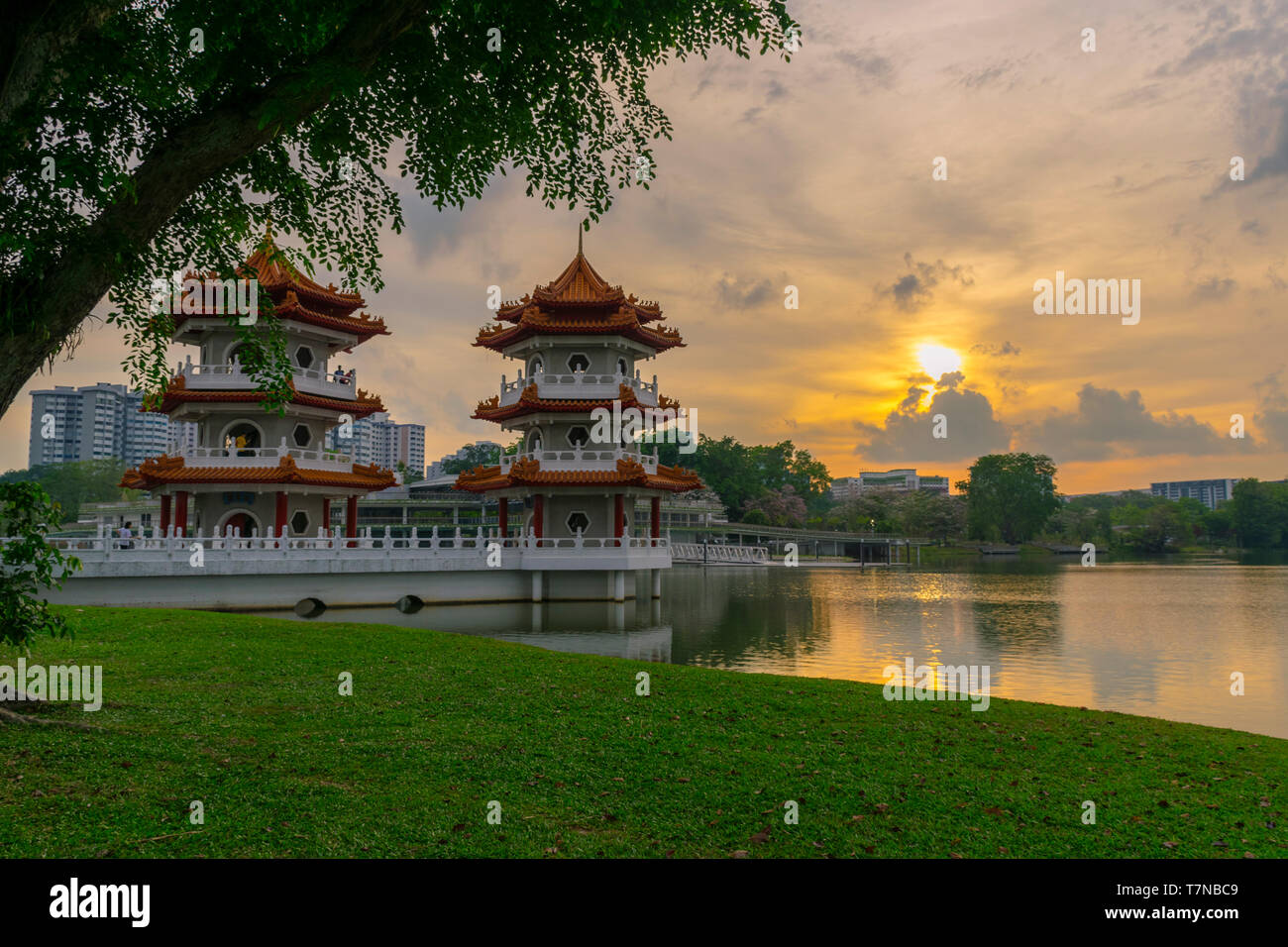 Sunse im Chinesischen Garten - Singapur Stockfoto