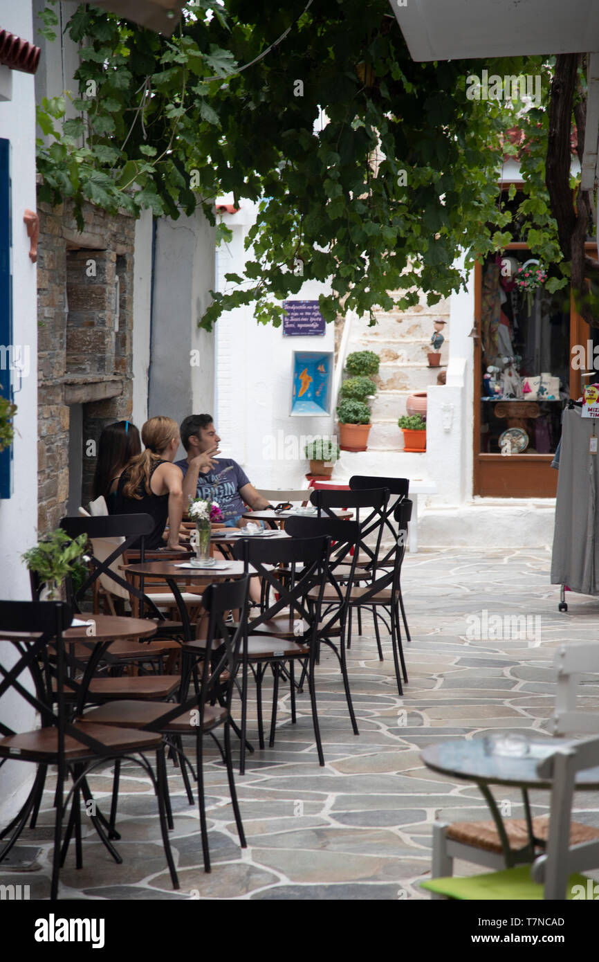 Griechenland, Kykladen, Kythnos Dryopida, historische Stadt Stockfoto