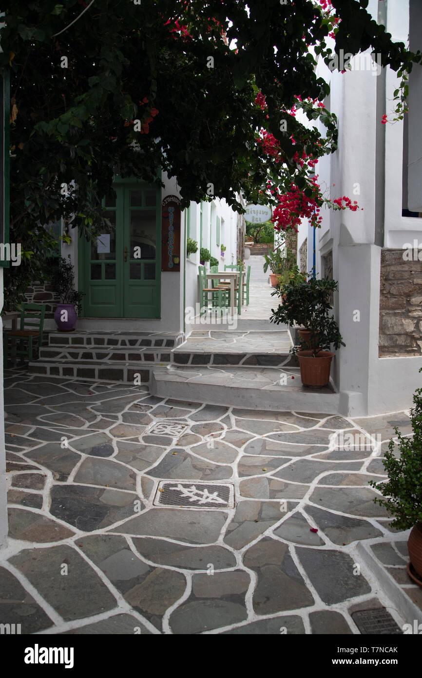 Griechenland, Kykladen, Kythnos Dryopida, historische Stadt Stockfoto