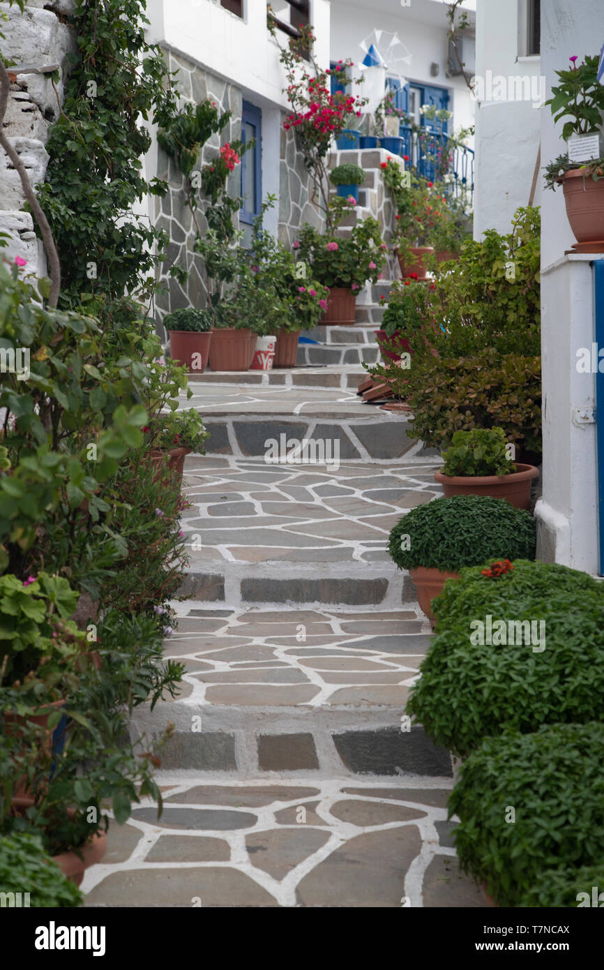 Griechenland, Kykladen, Kythnos Dryopida, historische Stadt Stockfoto