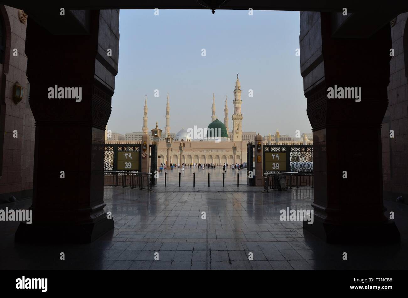 Al-Masjid, Al-Nabawi Al-Munawwarah Al-Madinah, Saudi-Arabien -' Übersetzung: Tor 39' Stockfoto