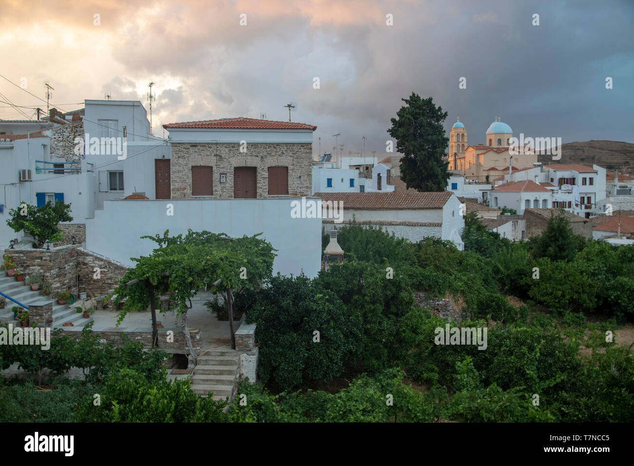 Griechenland, Kykladen, Kythnos Dryopida, historische Stadt Stockfoto