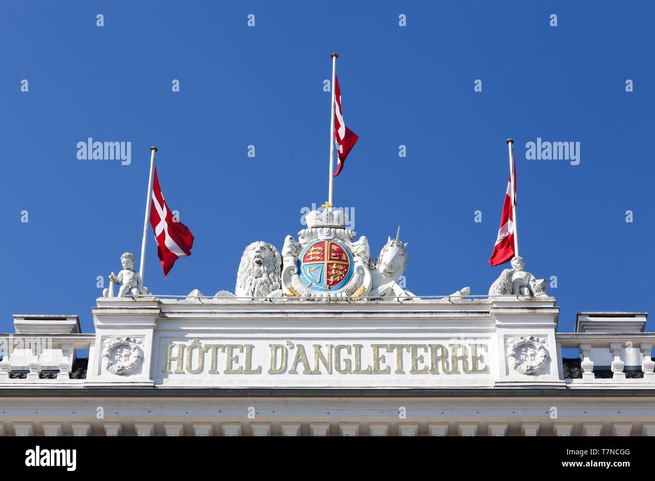 Kopenhagen, Dänemark - 15 April, 2019: Das Hotel d'Angleterre Fassade in Kopenhagen, Dänemark. Stockfoto