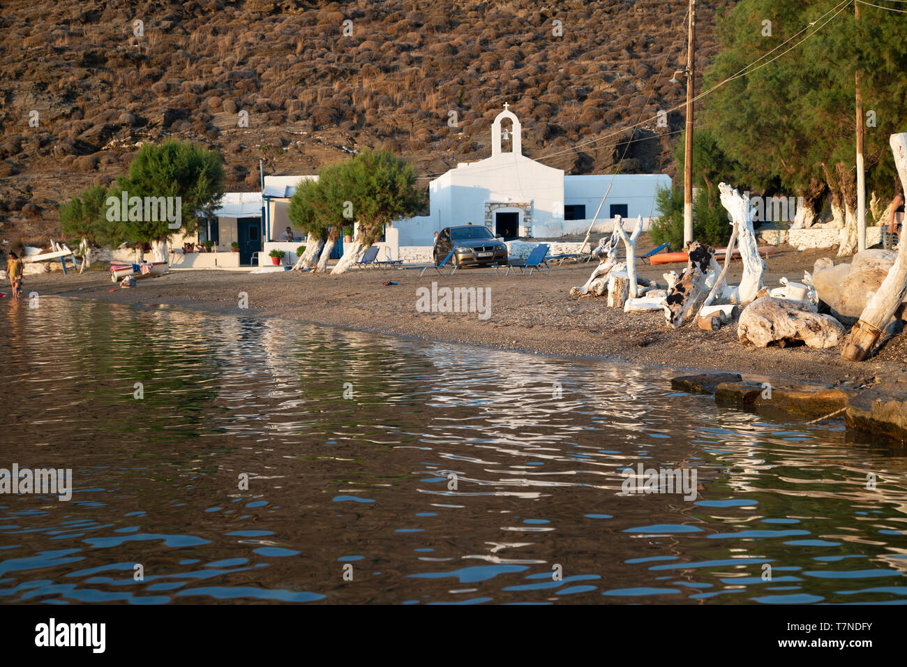 Griechenland, Kykladen, Kythnos, Agia Irini Beach Stockfoto