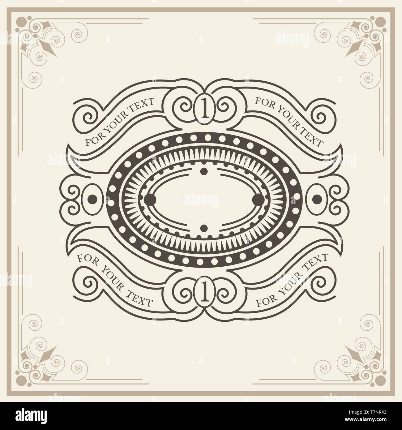 Etikett oder heraldischen Elemente mit Muster im Vintage Style Stock Vektor