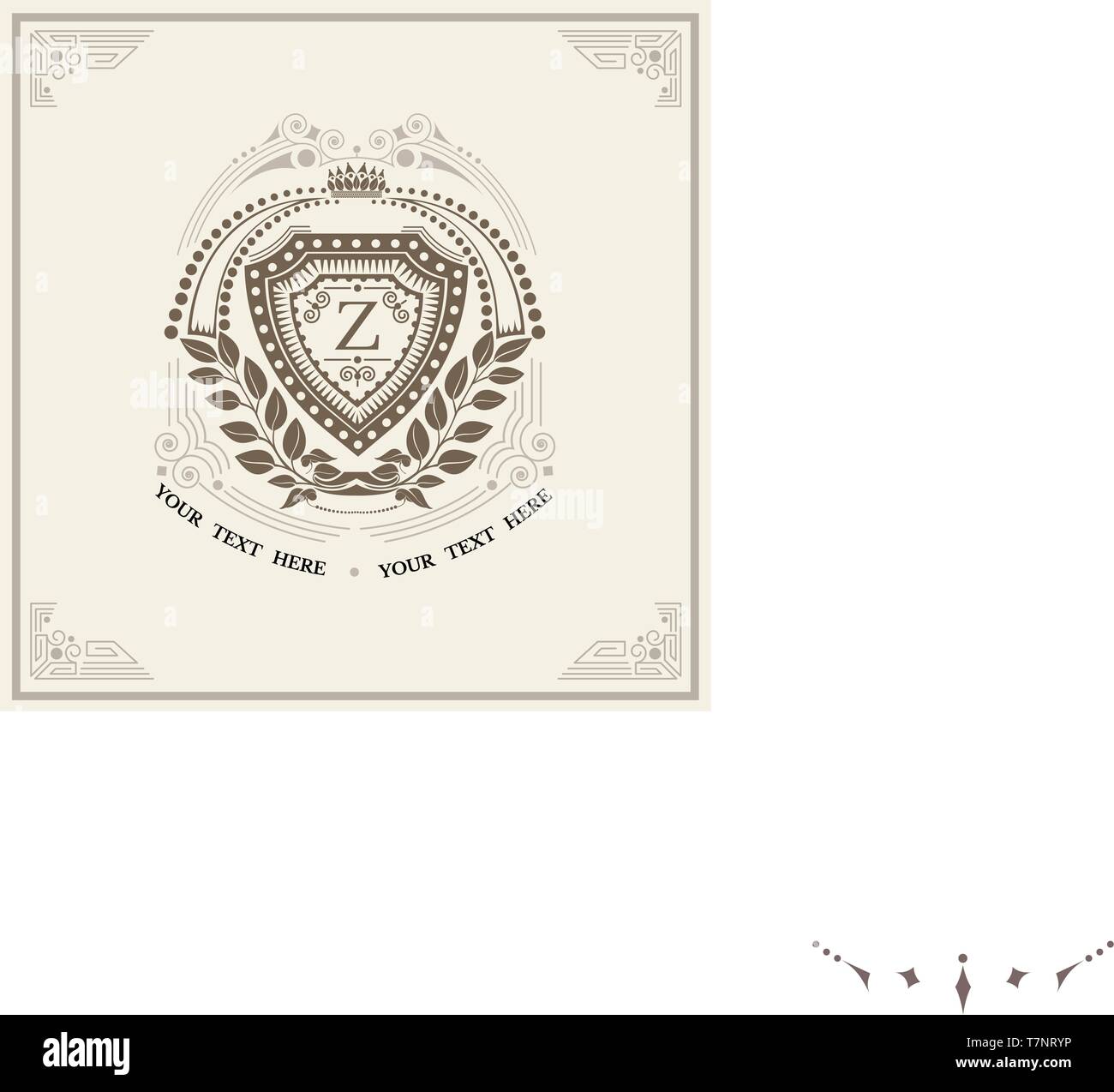 Etikett oder heraldischen Elemente mit Muster im Vintage Style Stock Vektor