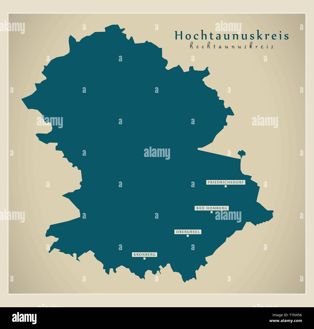 Moderne Karte - Hochtaunuskreis Grafschaft Hessen DE Stock Vektor